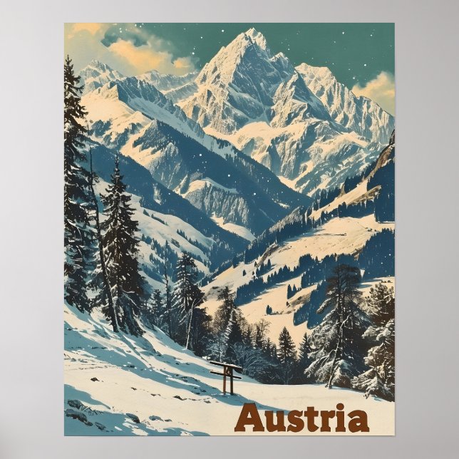 Póster Alpes Austria Vintage (Frente)