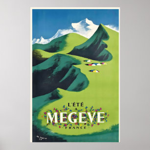 Póster Alpes de Megeve Mont Blanc Chamonix Montañas Franc
