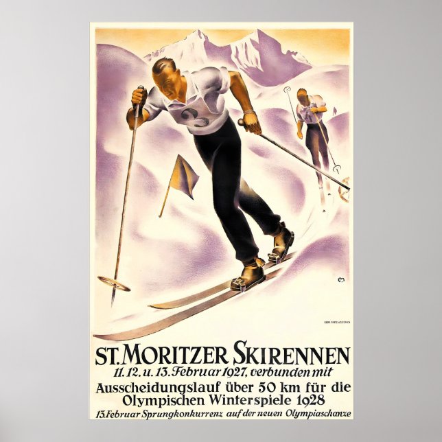 Póster Alpes Esquí de fondo Saint Moritz (Frente)