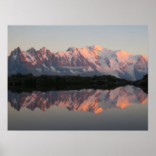 Póster Alpes franceses al atardecer del lago de Cheserys