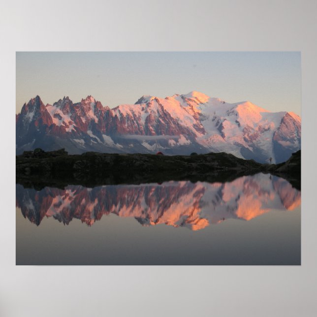 Póster Alpes franceses al atardecer del lago de Cheserys (Frente)