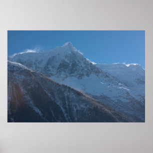 Póster Alpes montañeses franceses cubiertos de nieve fres