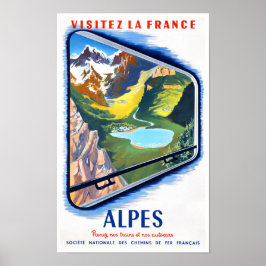 Póster Alpes por tren Francia Viaje vintage