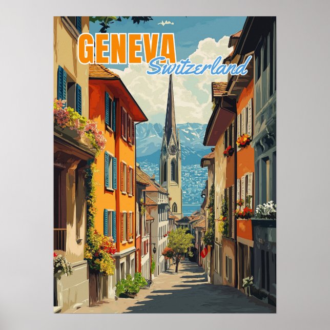 Póster Alpes Suiza de Ginebra (Frente)