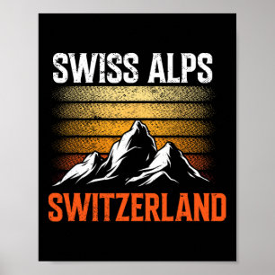 Póster Alpes suizos esquí vintage montañas recuerdo Suiza
