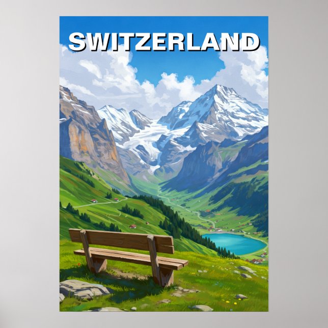 Póster Alpes suizos Suiza Viajes (Frente)