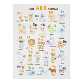 Póster Alphabet Animal ABC Animales cutáneos