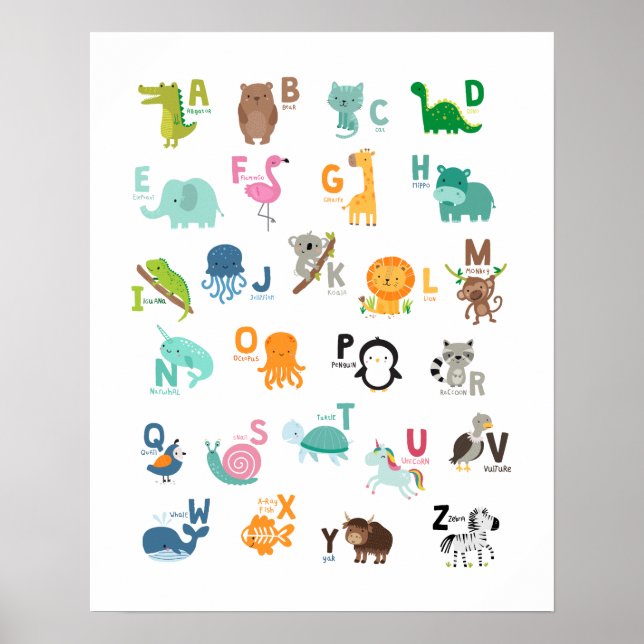 Póster Alphabet Animal Doodle (Frente)