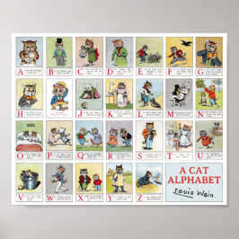 Póster Alphabet Cat, Louis Wain