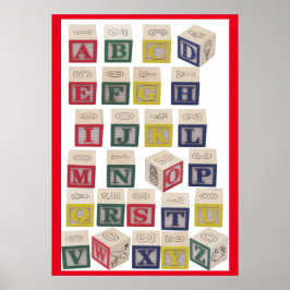 Póster Alphabet Chart Extra Large Colored Blocks