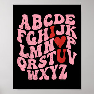 Póster Alphabet I Love You Día de San Valentín Heart Teac