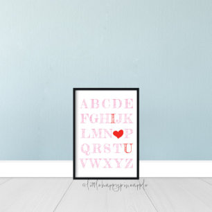 Póster Alphabet I Love You El día de San Valentín Rótulo