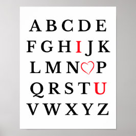 Póster Alphabet I Love You Heart Capital Letter Kids Room