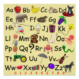 Póster Alphabet Learn ABC's 123 Pre School Picture Chart