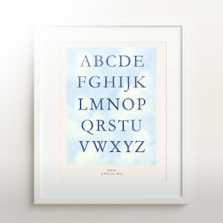 Póster Alphabet – Navy Nursery ABC Wall Art (8x10)