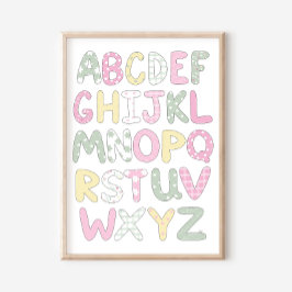 Póster Alphabet Quilt Style Letters Art Print Poster