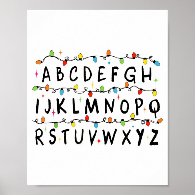 Póster Alphabet Stranger Christmas 2025 Lights Boys Girls (Frente)