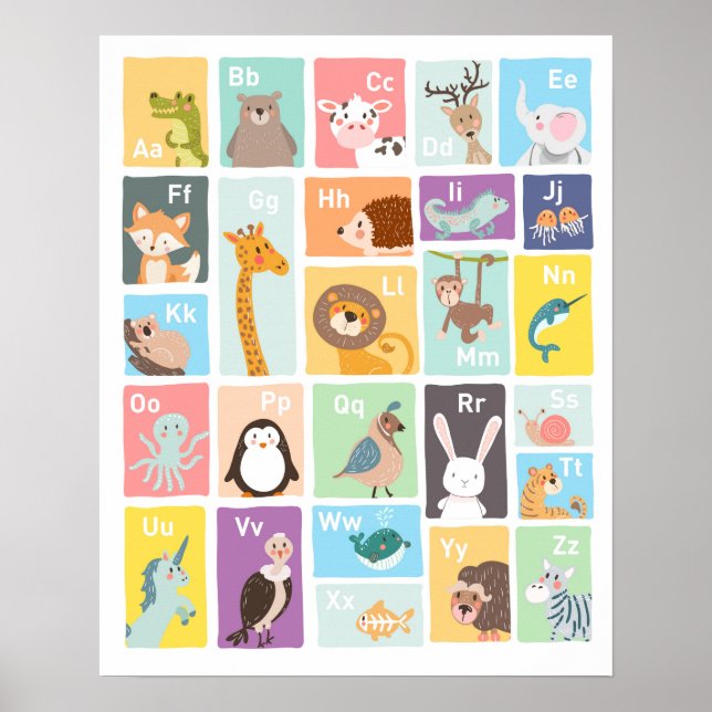 Póster Alphabet wall art Alphabet animals Kids room (Frente)