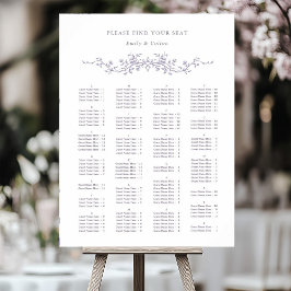 Póster Alphabetical Order Lavender Wedding Seating Chart