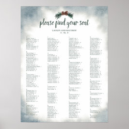 Póster Alphabetical Rustic Wedding Seating Chart Poster