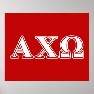 Póster Alphi Chi Omega Letras Blancas y Rojas