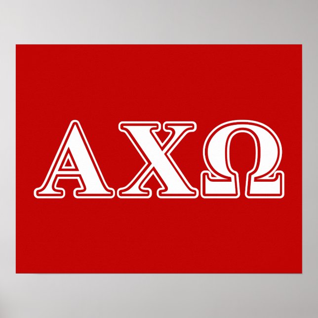 Póster Alphi Chi Omega Letras Blancas y Rojas (Frente)