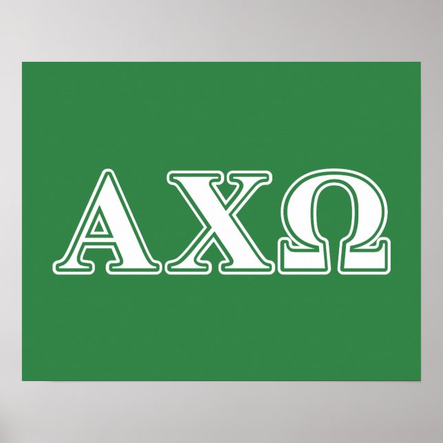Póster Alphi Chi Omega Letras Blancas y Verdes (Frente)