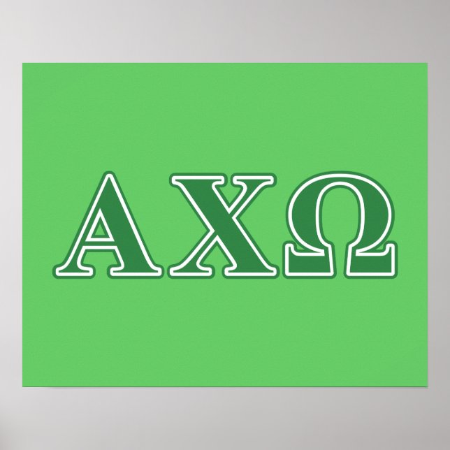 Póster Alphi Chi Omega Letras Verdes (Frente)