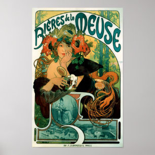 Póster Alphonse (Alfons) Mucha - Bieres de la Meuse
