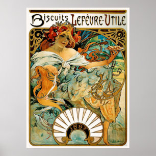 Póster Alphonse (Alfons) Mucha Poster: Biscuits Lefevre