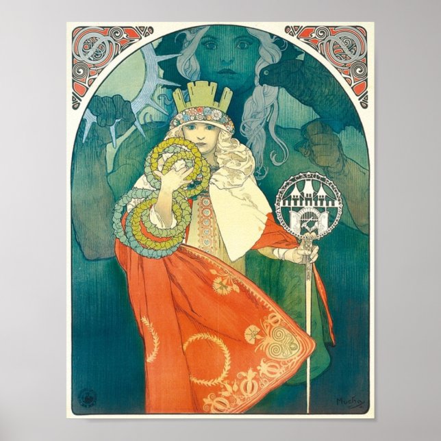 Póster Alphonse Maria Mucha ~ Poster Art Nouveau (Frente)