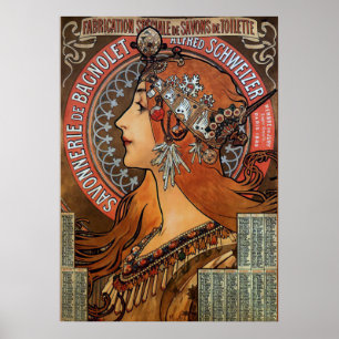 Póster Alphonse Maria Mucha - Savonnerie De Bagnolet