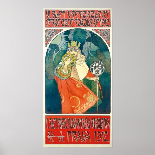 Póster Alphonse Mucha 6º Festival Sokol, Poster 1912