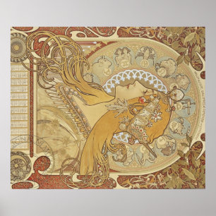 Póster Alphonse Mucha Art Deco