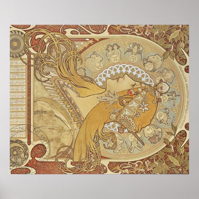 Póster Alphonse Mucha Art Deco (Frente)