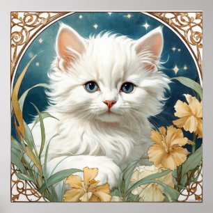 Póster Alphonse Mucha Art Nouveau Kitten