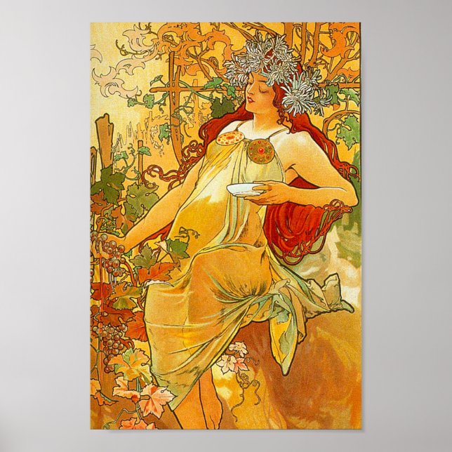 Póster Alphonse Mucha Art Nouveau Otoño (Frente)
