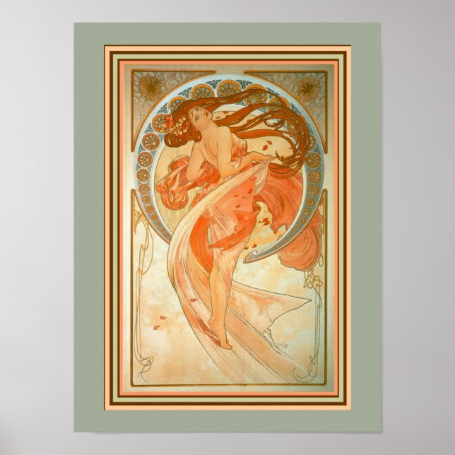 Póster Alphonse Mucha Art Nouveau Poster 12 x 16 (Frente)