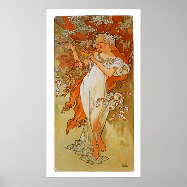 Póster Alphonse Mucha - Art Nouveau - Primavera (Frente)