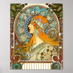 Póster Alphonse Mucha Art Nouveau Zodiac