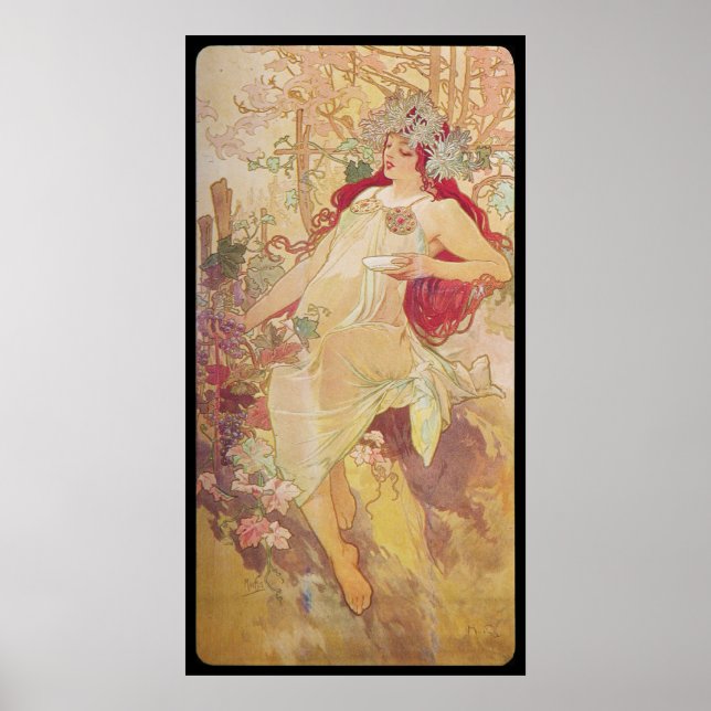 Póster Alphonse Mucha Automne Otumn (Frente)