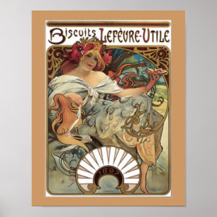 Póster Alphonse Mucha Biscuits Cookits Anuncio de época