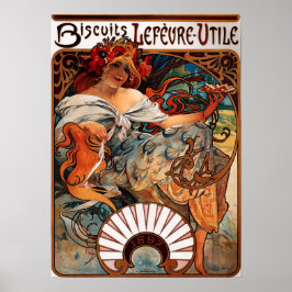 Póster Alphonse Mucha Biscuits Lefevre Utile Poster