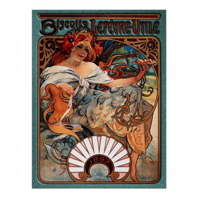 Póster Alphonse Mucha Biscuits Lefevre Utile Speckter Frm (Anverso)