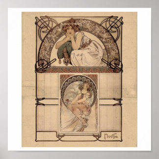 Póster Alphonse Mucha - Calendario de floración de cerezo