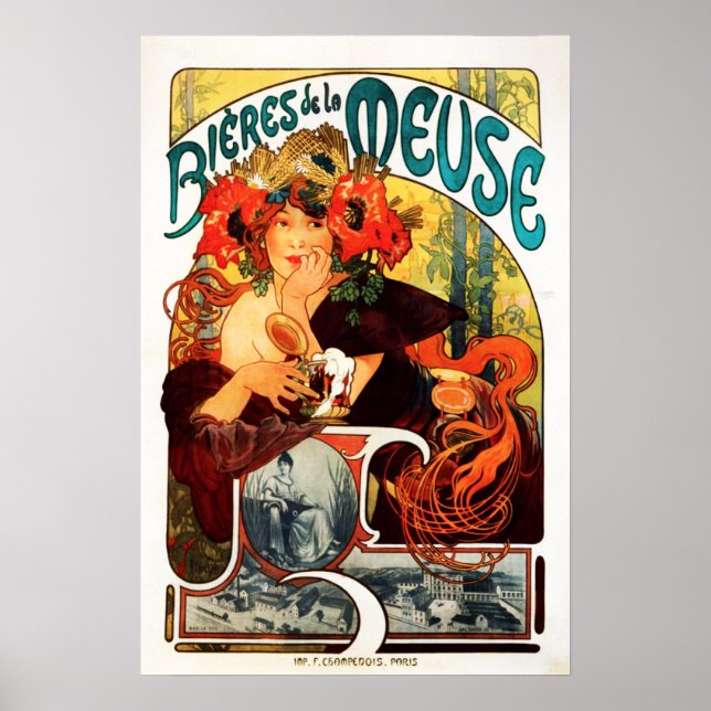 Póster Alphonse Mucha Cerveza del Poster Muse (Frente)