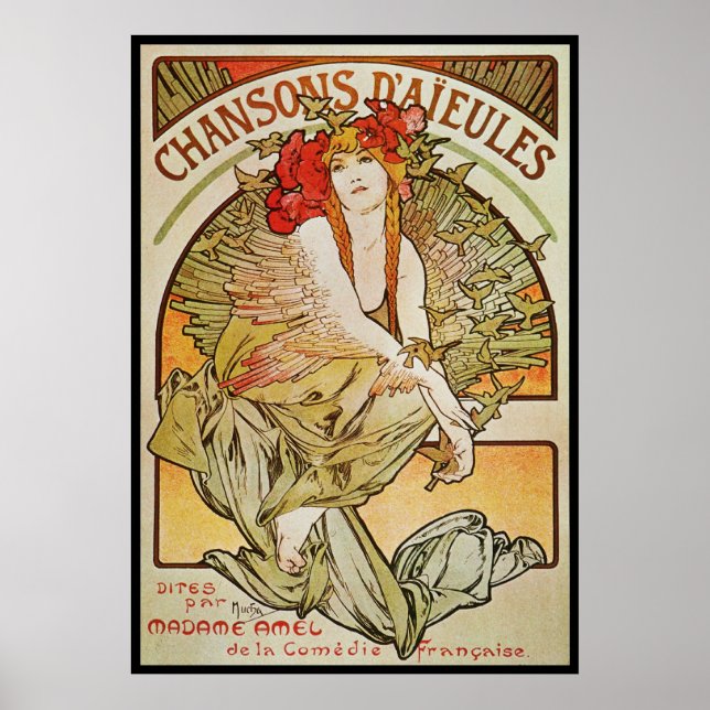 PÓSTER ALPHONSE MUCHA CHANSONS D`AJEULES (Frente)