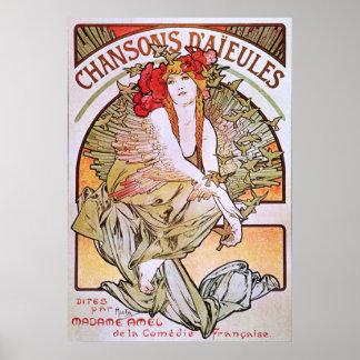 Póster Alphonse Mucha. Chansons D'Aieules, c.1898