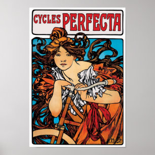 Póster Alphonse Mucha - Ciclos Perfecta Retro Art Nouveau