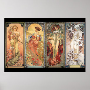 Póster Alphonse Mucha Cuatro Estaciones